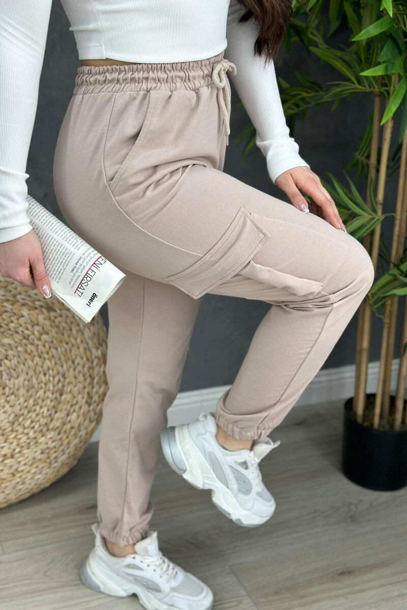 COTTON SIMPLE WOMAN SWEATPANTS BEIGE/BEZHE - 3