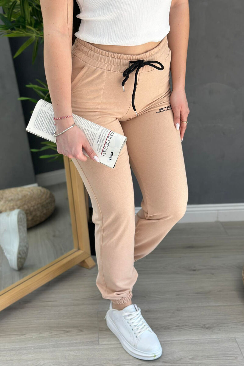 COTTON SIMPLE WOMAN SWEATPANTS BEIGE/BEZHE - 2