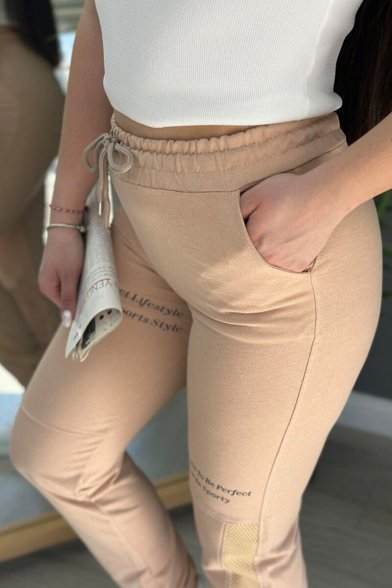 COTTON SIMPLE WOMAN SWEATPANTS BEIGE/BEZHE - 3