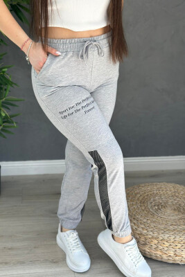 COTTON SIMPLE WOMAN SWEATPANTS BLACK-GREY/ZEGR 