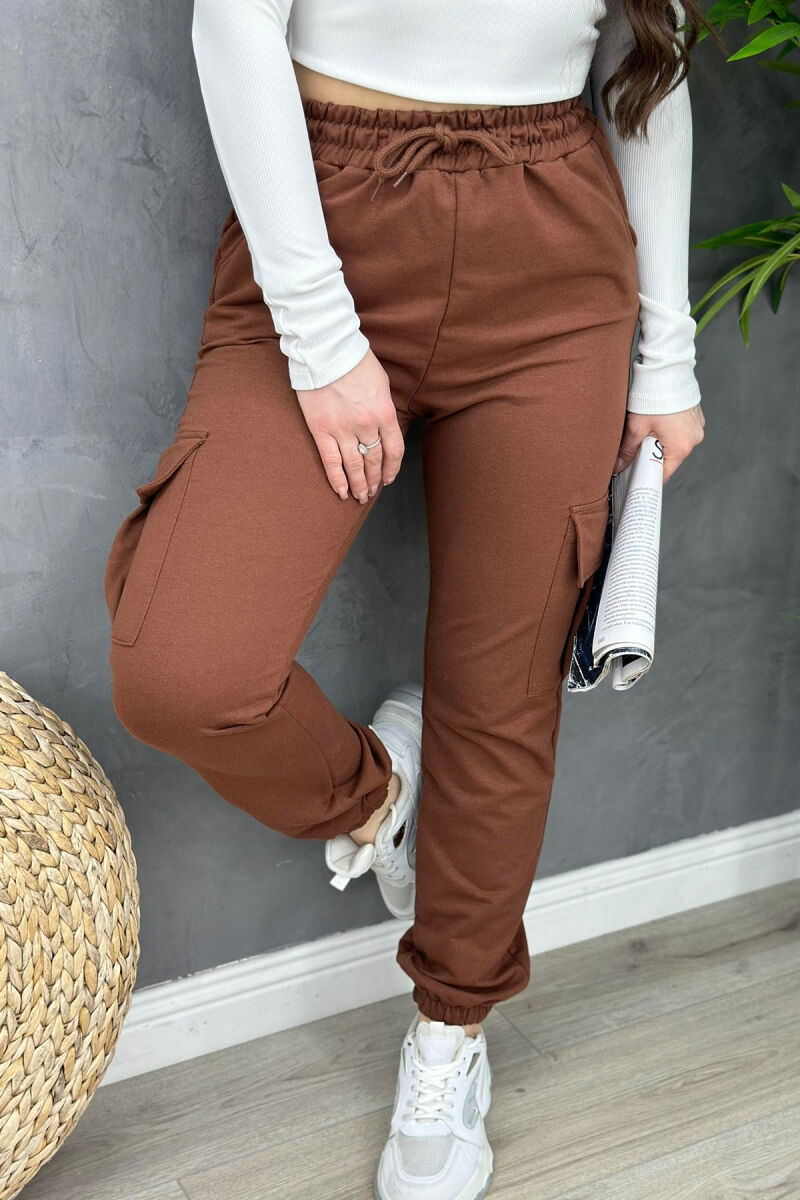 COTTON SIMPLE WOMAN SWEATPANTS BROWN/KAFE - 1