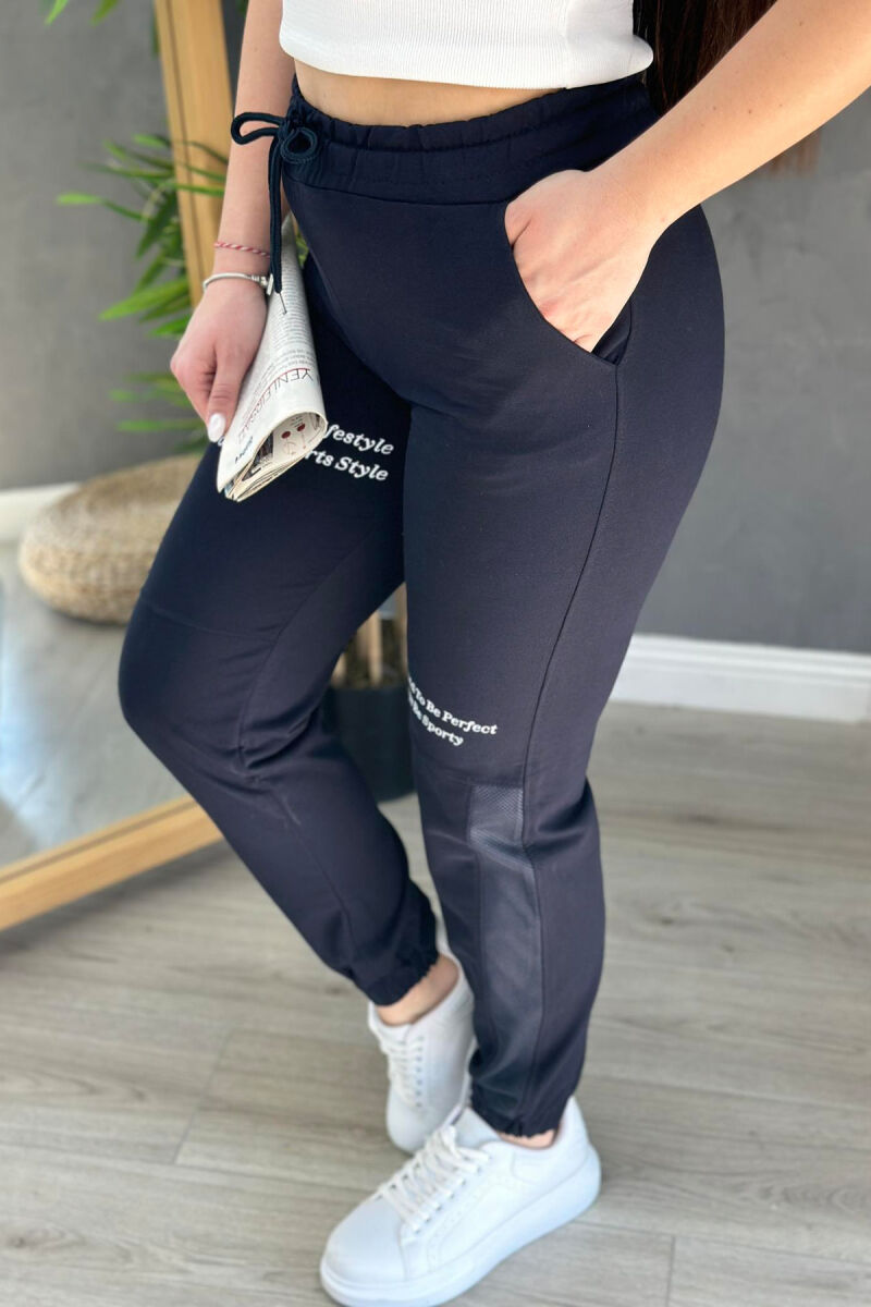 COTTON SIMPLE WOMAN SWEATPANTS DARK BLUE/BEE - 2