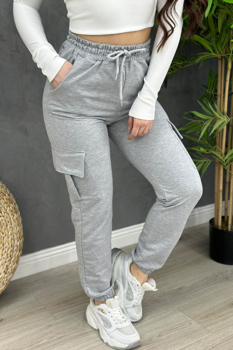 COTTON SIMPLE WOMAN SWEATPANTS GREY/GRI - 1