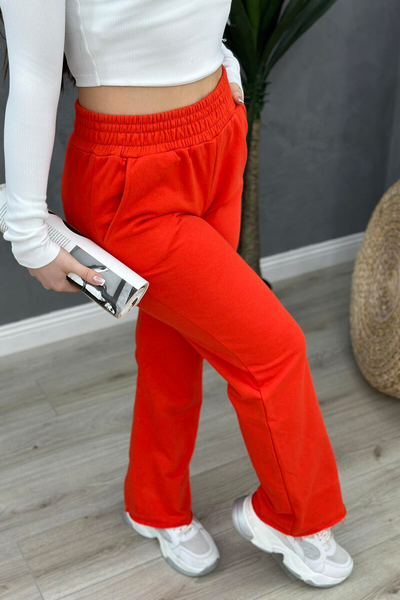 COTTON SIMPLE WOMAN SWEATPANTS ORANGE/PORTOKALLI - 2