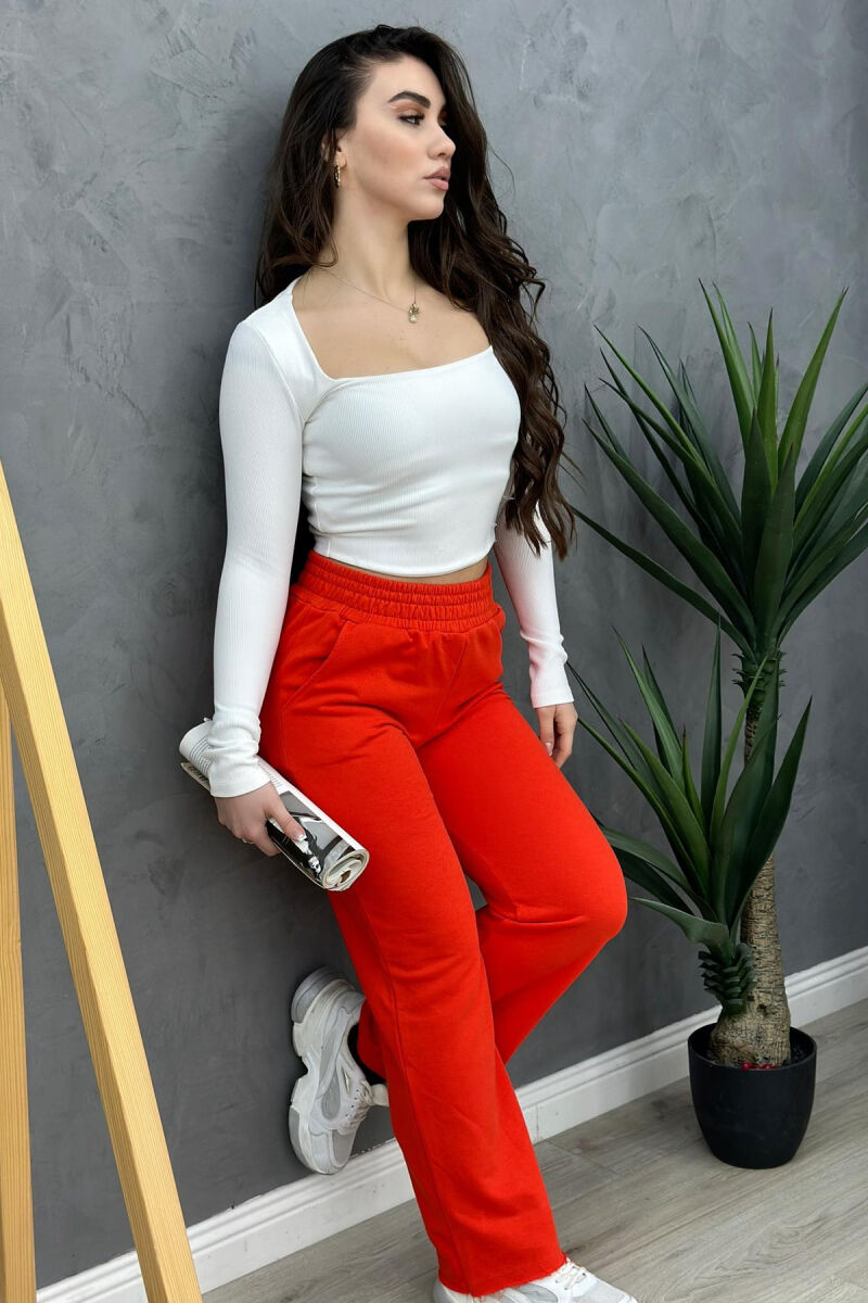 COTTON SIMPLE WOMAN SWEATPANTS ORANGE/PORTOKALLI - 3