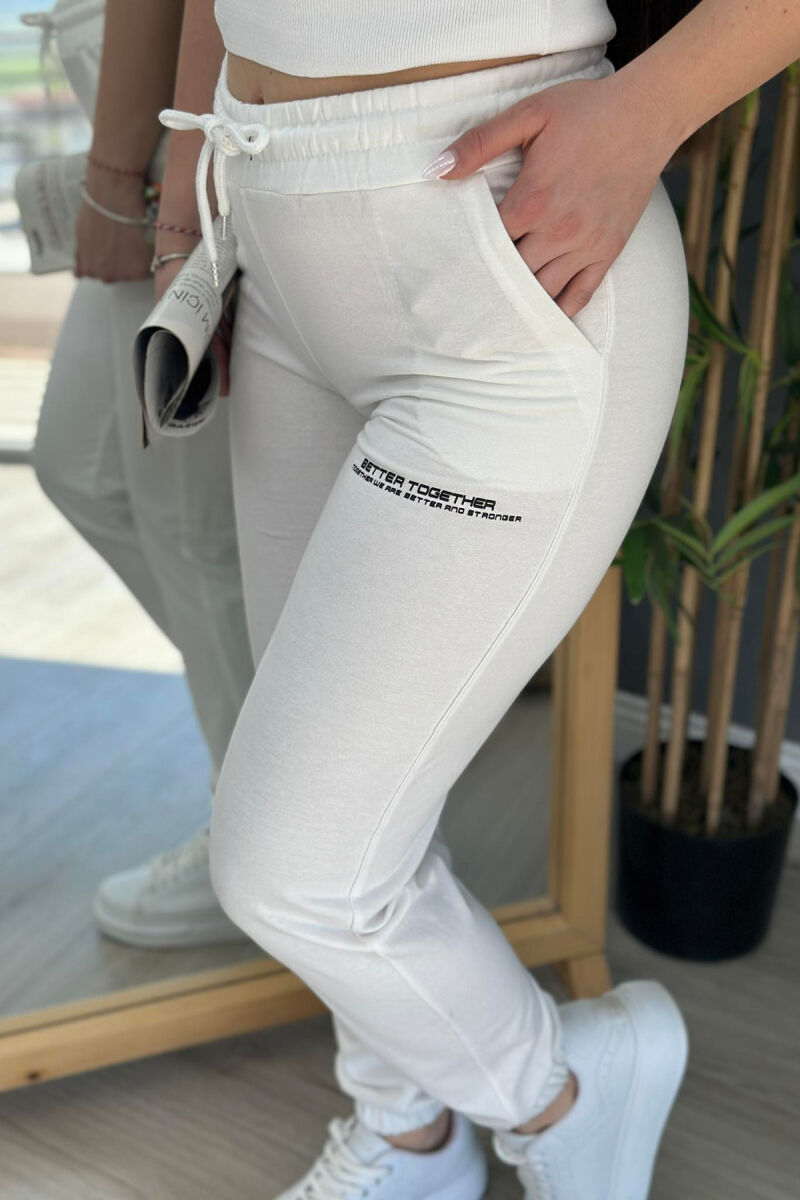 COTTON SIMPLE WOMAN SWEATPANTS WHITE-E BARDHE - 3