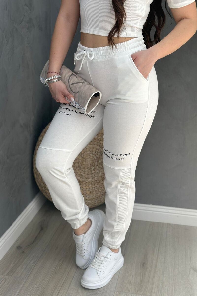 COTTON SIMPLE WOMAN SWEATPANTS WHITE-E BARDHE - 1