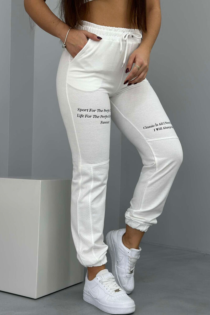 COTTON SIMPLE WOMAN SWEATPANTS WHITE-E BARDHE - 2