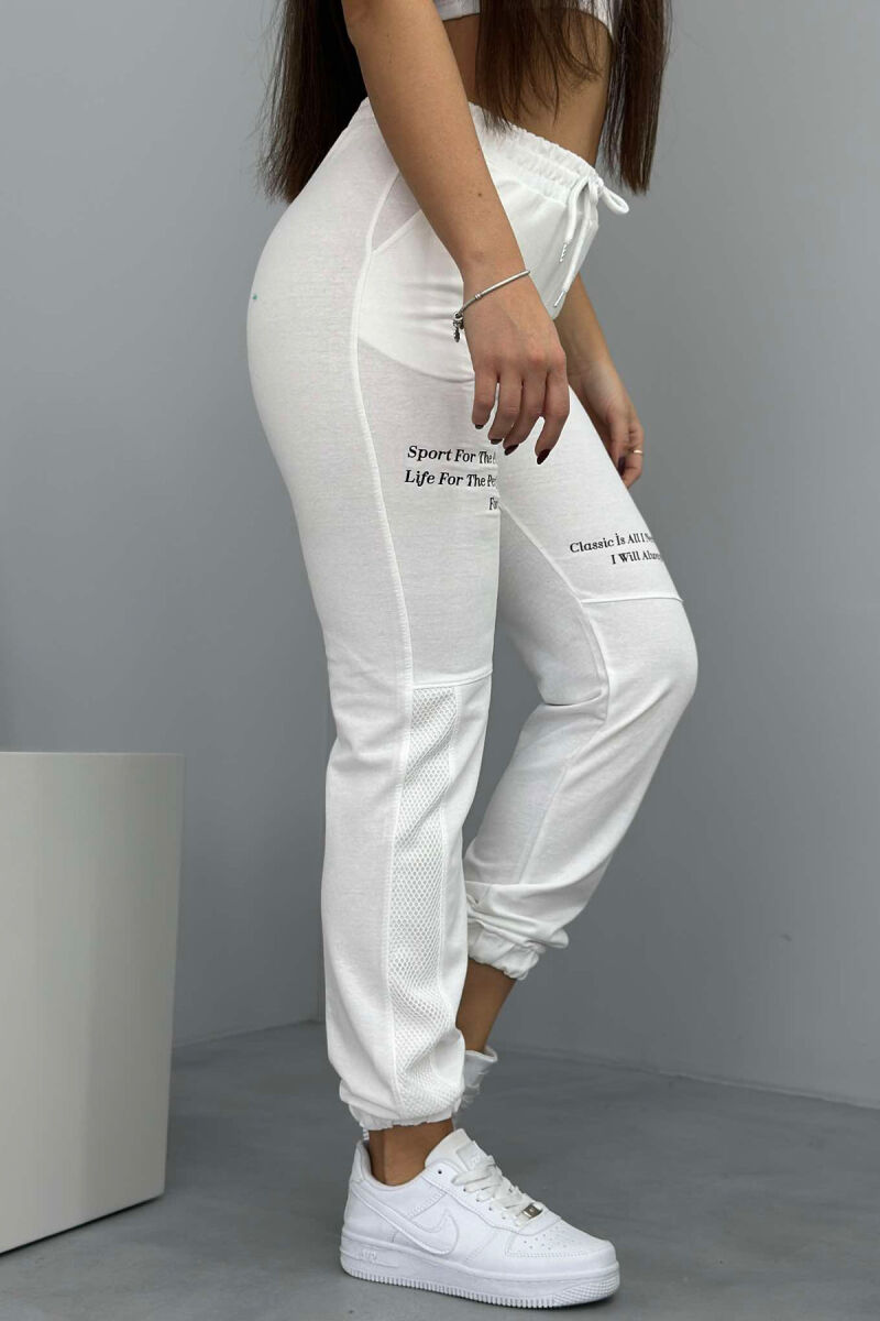 COTTON SIMPLE WOMAN SWEATPANTS WHITE-E BARDHE - 6