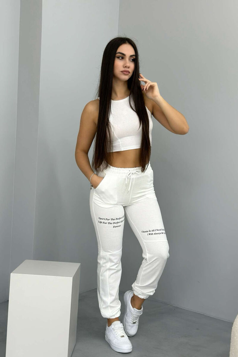 COTTON SIMPLE WOMAN SWEATPANTS WHITE-E BARDHE - 8