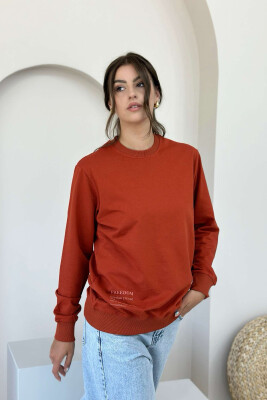 COTTON SIMPLE WOMAN SWEATSHIRT BRICK/TULLE 