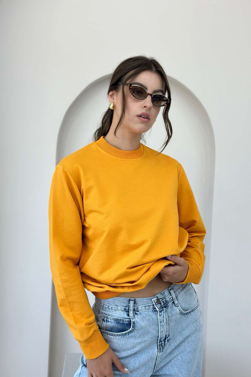 COTTON SIMPLE WOMAN SWEATSHIRT MUSTARD/MUSTARDE - 3