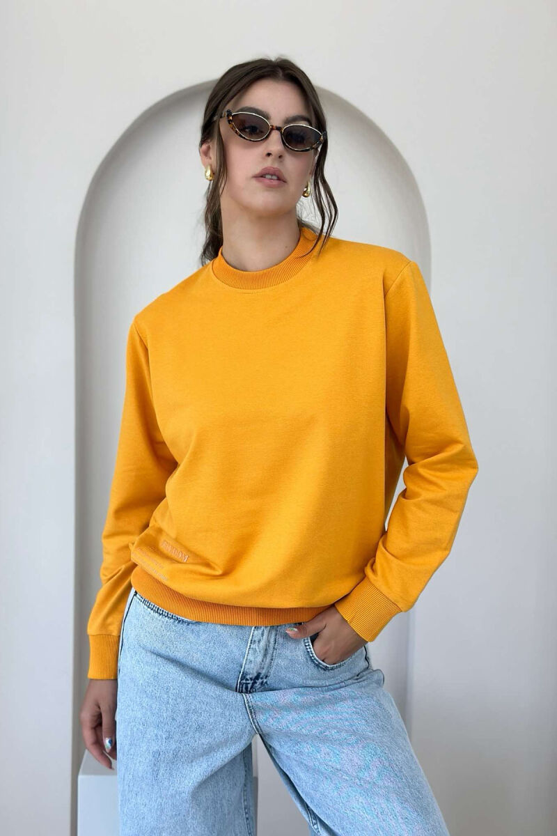 COTTON SIMPLE WOMAN SWEATSHIRT MUSTARD/MUSTARDE - 4