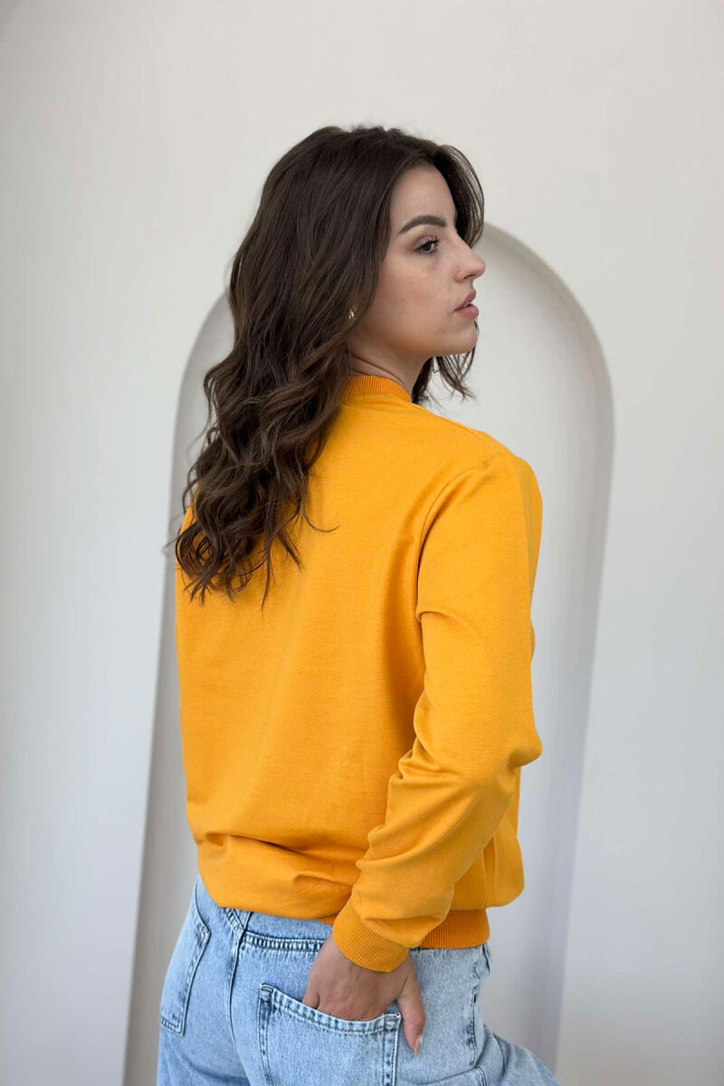 COTTON SIMPLE WOMAN SWEATSHIRT MUSTARD/MUSTARDE - 5