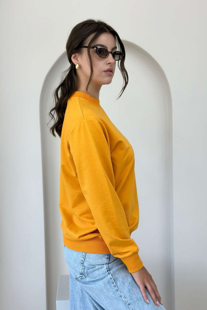 COTTON SIMPLE WOMAN SWEATSHIRT MUSTARD/MUSTARDE - 6