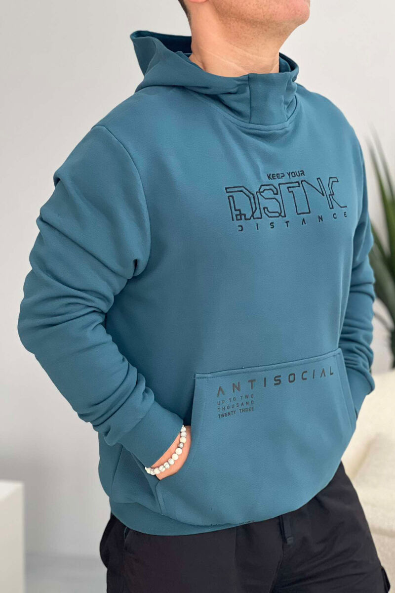 COTTON WRITTINGS MEN HOODIES BLUE STONE/GK - 1