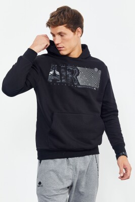 COTTON WRITINGS ONE COLOR HOODIE BLACK/ E ZEZE 