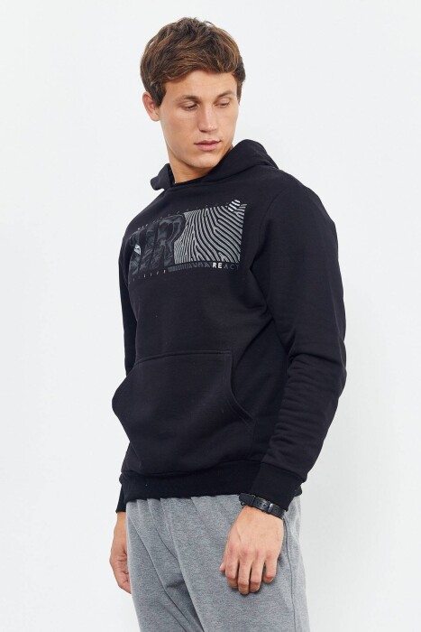 COTTON WRITINGS ONE COLOR HOODIE BLACK/ E ZEZE - 2