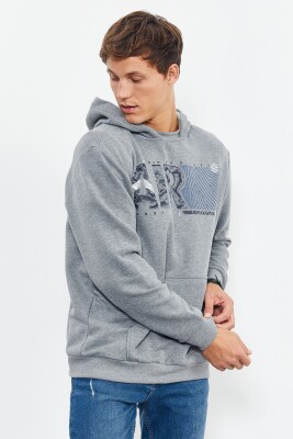 COTTON WRITINGS ONE COLOR HOODIE GREY/GRI 