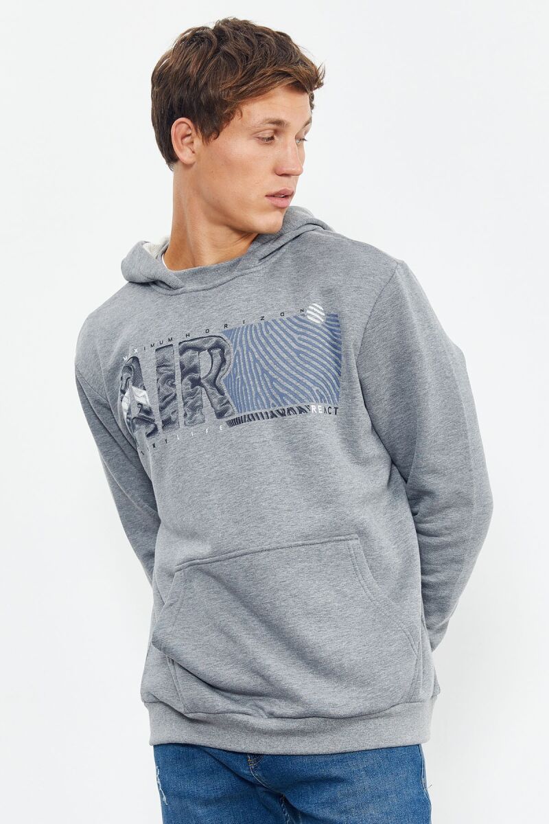 COTTON WRITINGS ONE COLOR HOODIE GREY/GRI - 3