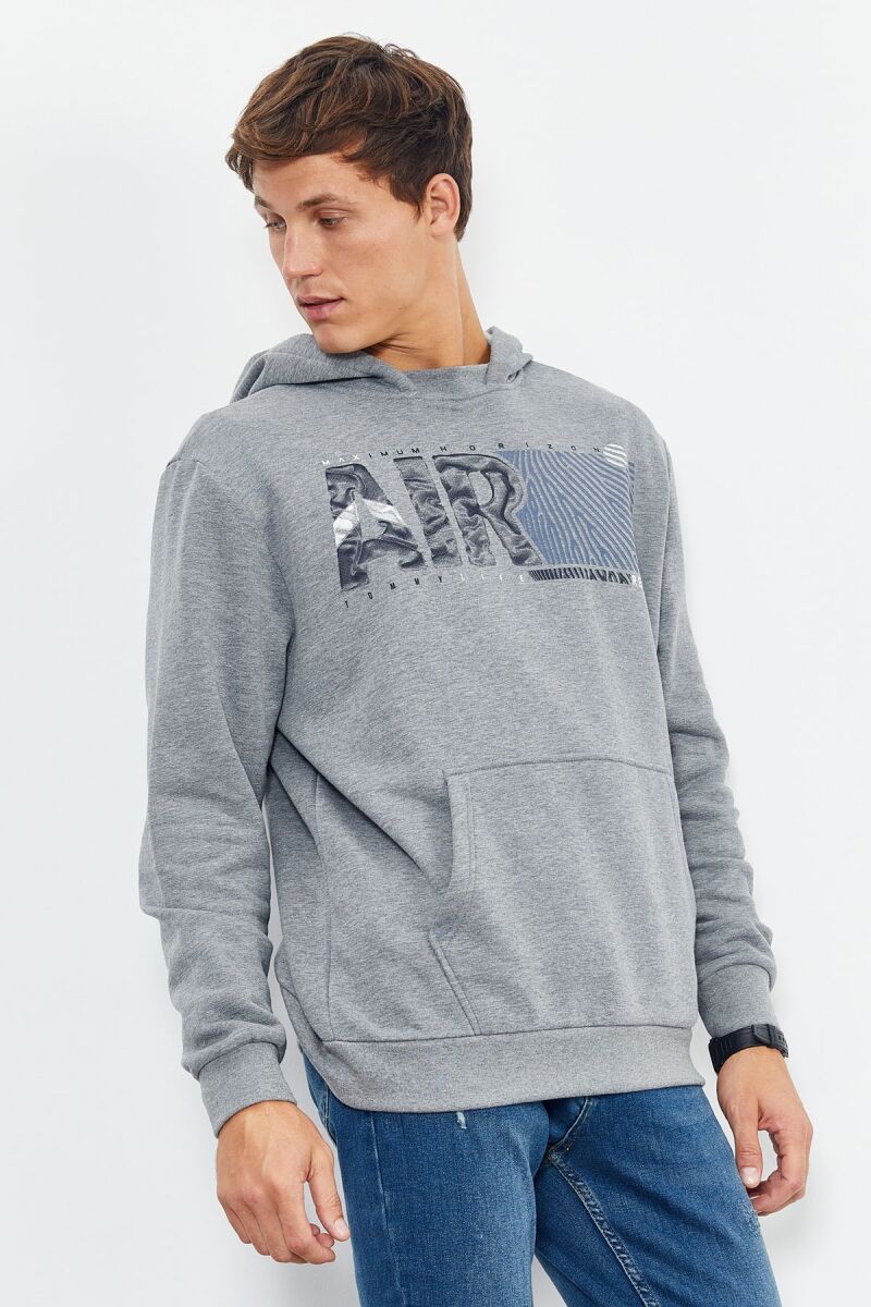 COTTON WRITINGS ONE COLOR HOODIE GREY/GRI - 4