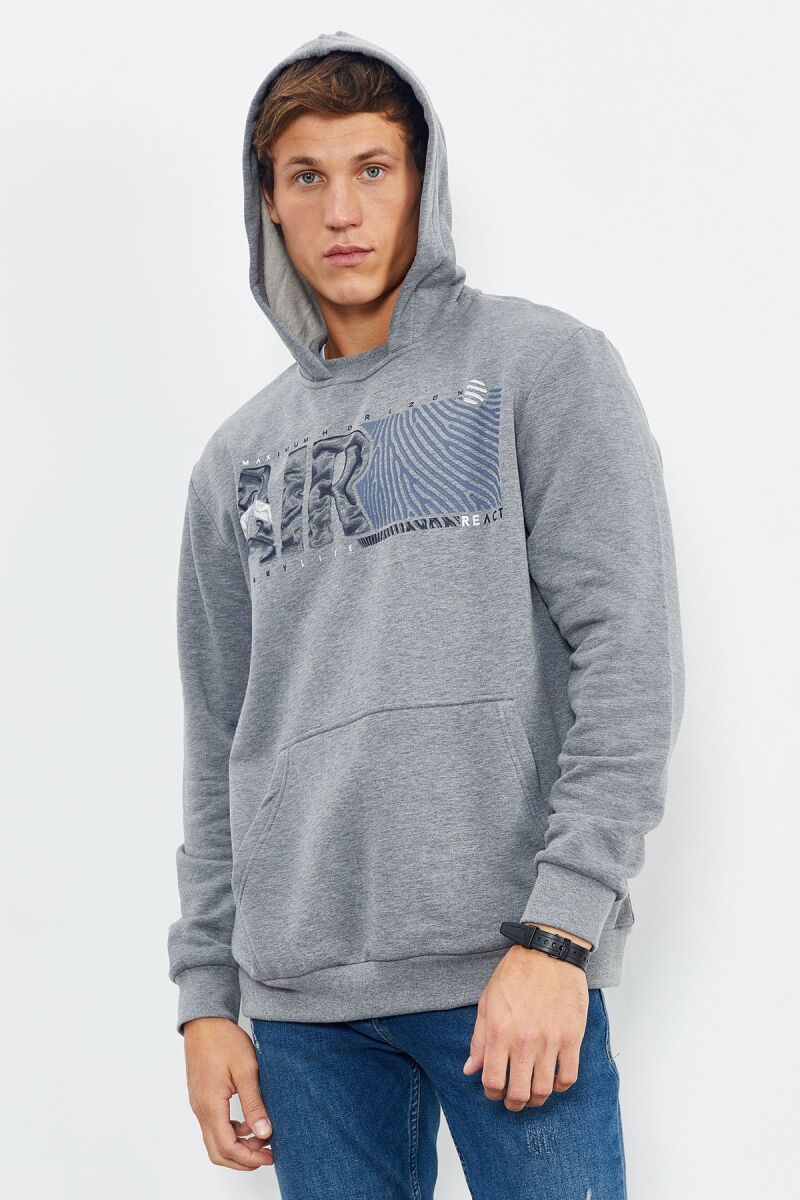 COTTON WRITINGS ONE COLOR HOODIE GREY/GRI - 6