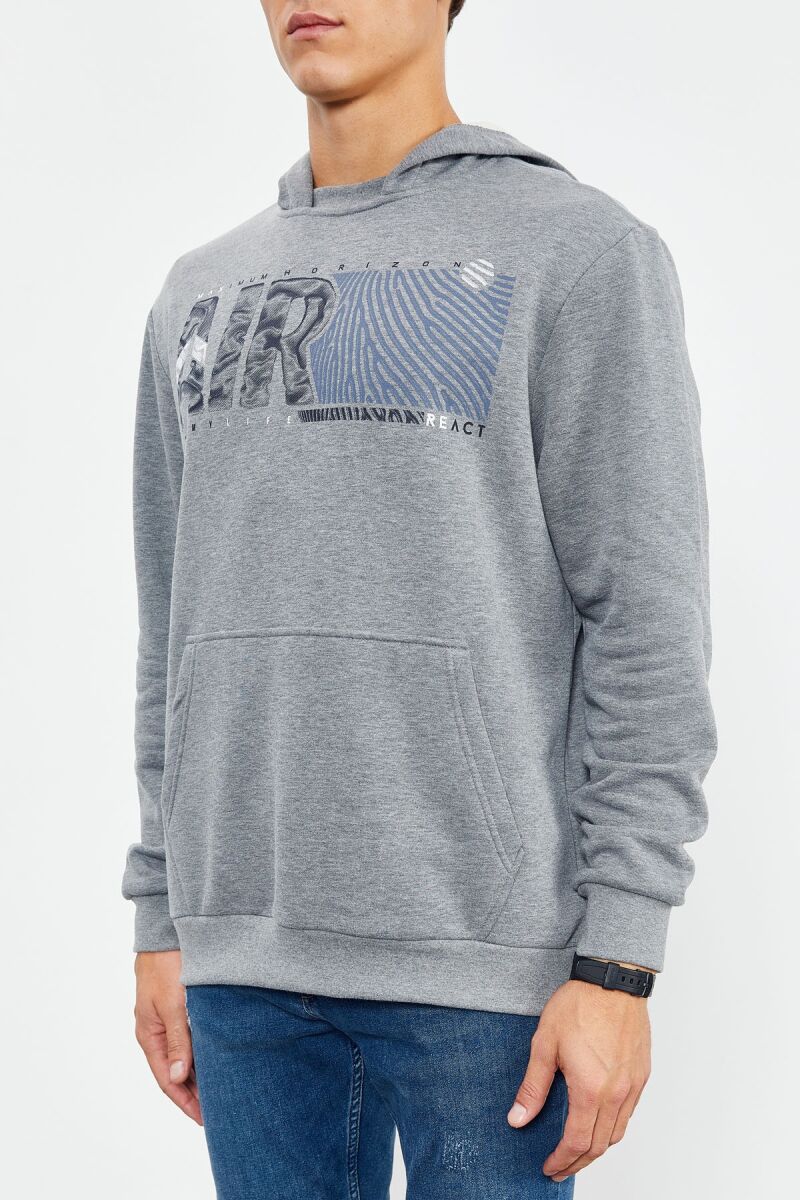 COTTON WRITINGS ONE COLOR HOODIE GREY/GRI - 8