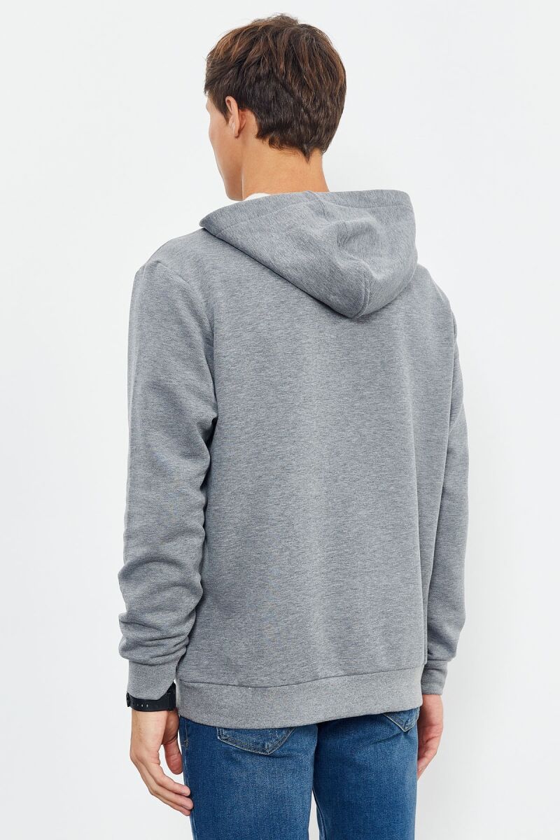 COTTON WRITINGS ONE COLOR HOODIE GREY/GRI - 9