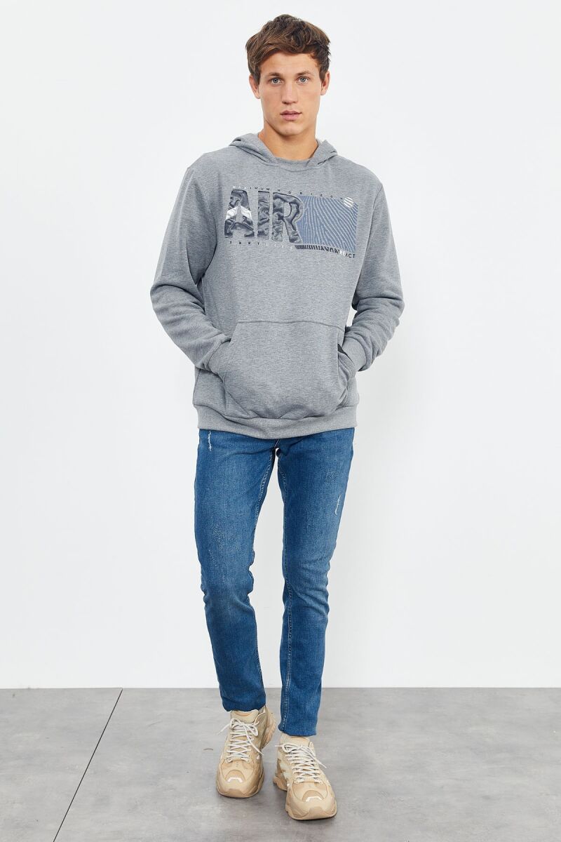 COTTON WRITINGS ONE COLOR HOODIE GREY/GRI - 10