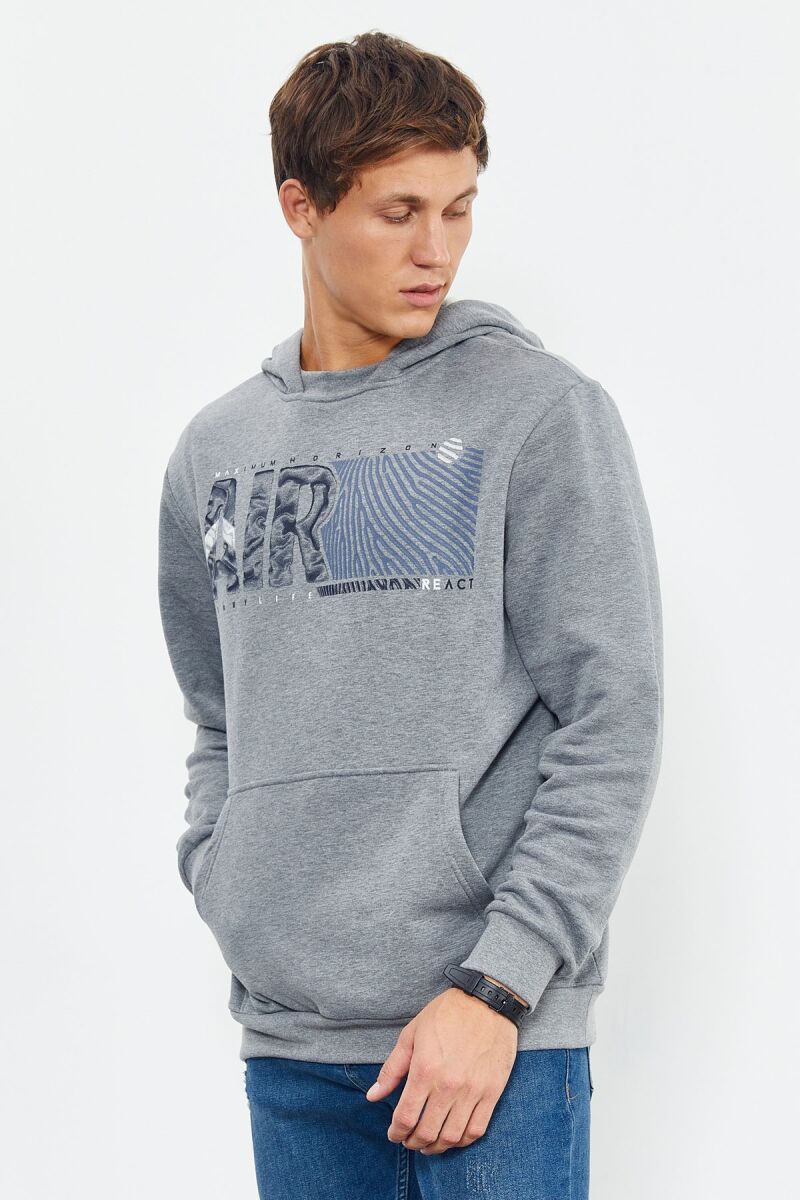 COTTON WRITINGS ONE COLOR HOODIE GREY/GRI - 11