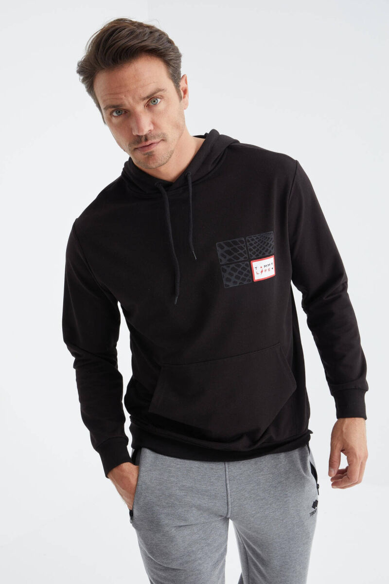 COTTON WRITTINGS MEN HOODIE IN BLACK COLOR - 2