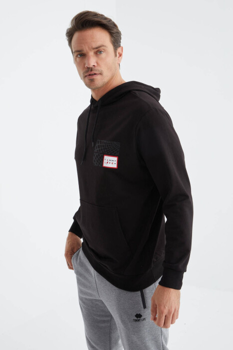 COTTON WRITTINGS MEN HOODIE IN BLACK COLOR - 3