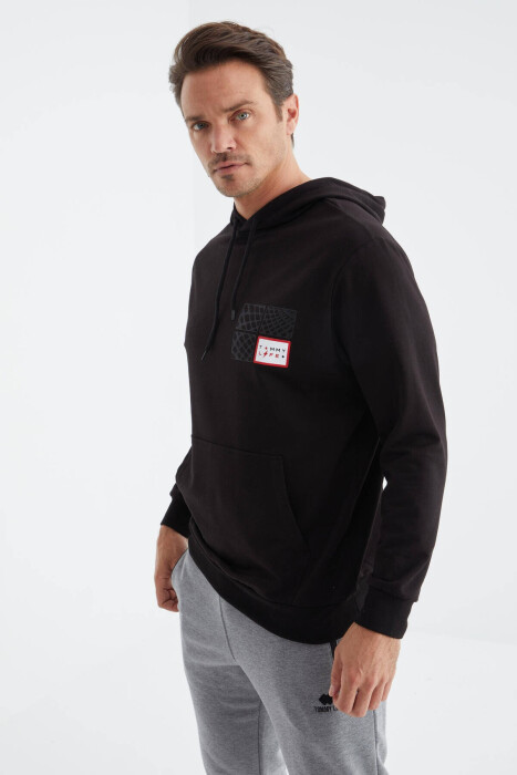 COTTON WRITTINGS MEN HOODIE IN BLACK COLOR - 4