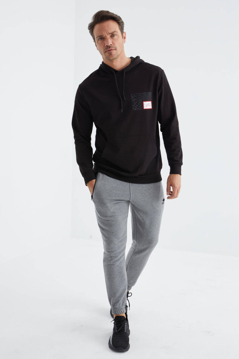 COTTON WRITTINGS MEN HOODIE IN BLACK COLOR - 11