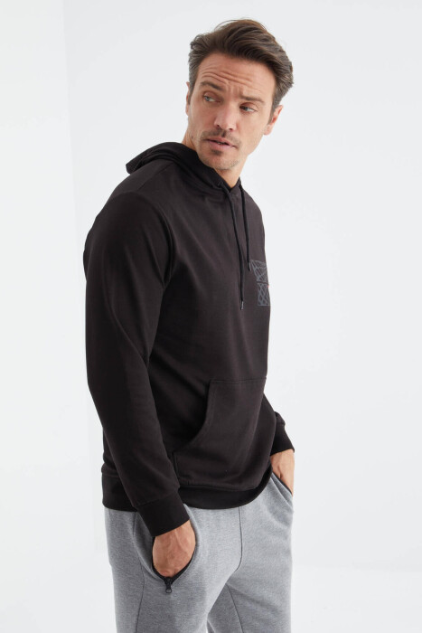 COTTON WRITTINGS MEN HOODIE IN BLACK COLOR - 12