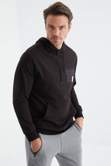 COTTON WRITTINGS MEN HOODIE IN BLACK COLOR - 13