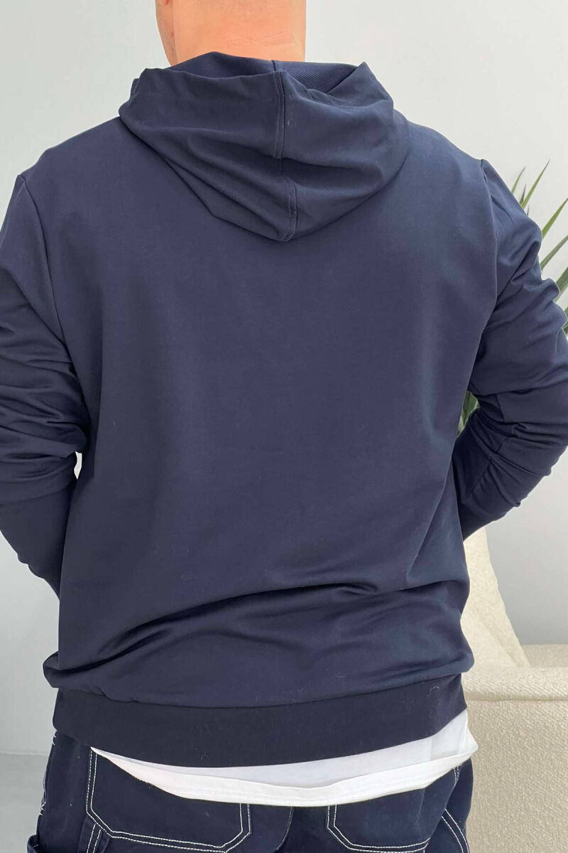 COTTON WRITTINGS MEN HOODIE IN BLUE COLOR - 3