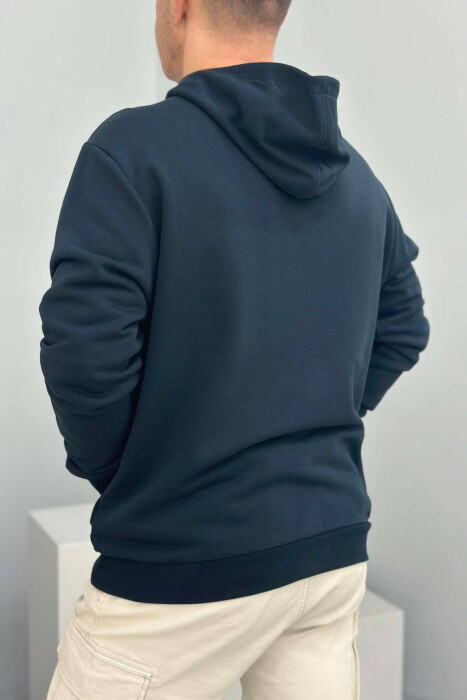 COTTON WRITTINGS MEN HOODIE IN BLUE COLOR - 3