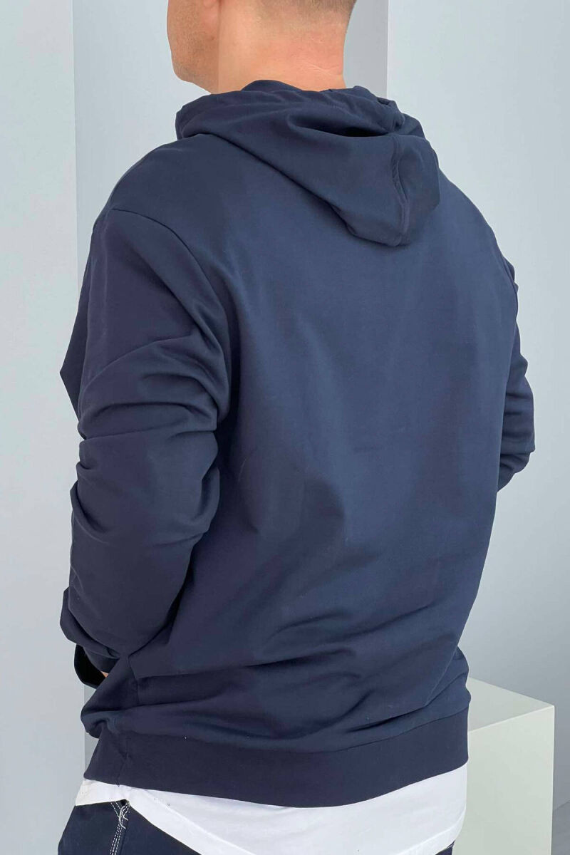 COTTON WRITTINGS MEN HOODIE IN BLUE COLOR - 2