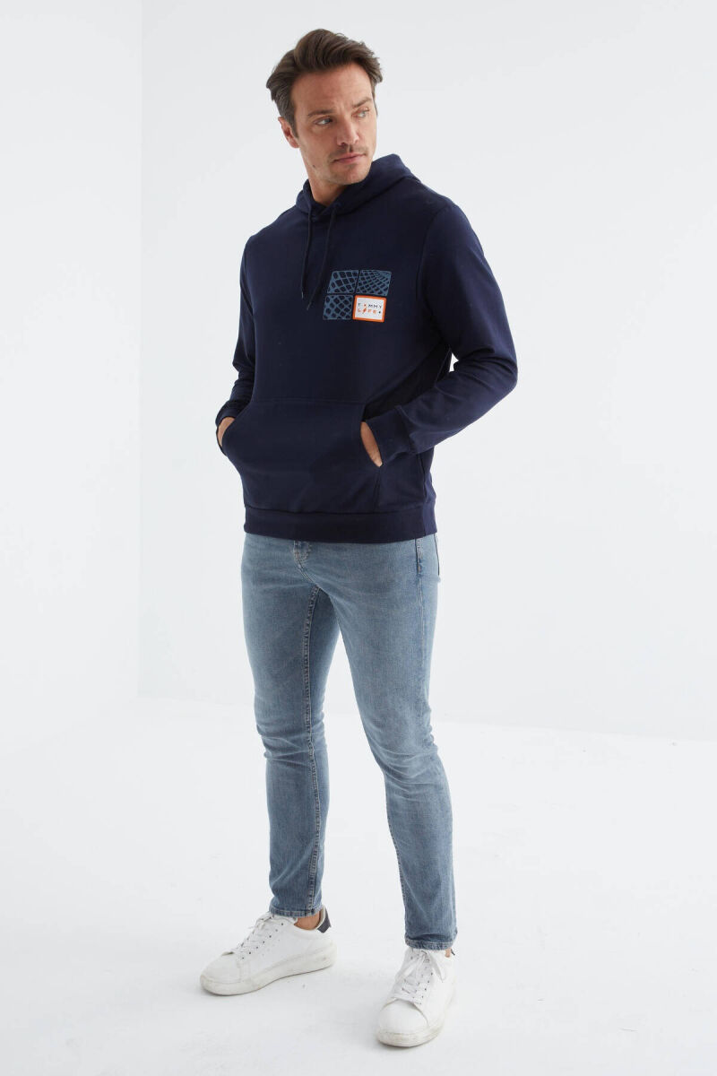 COTTON WRITTINGS MEN HOODIE IN BLUE COLOR - 6