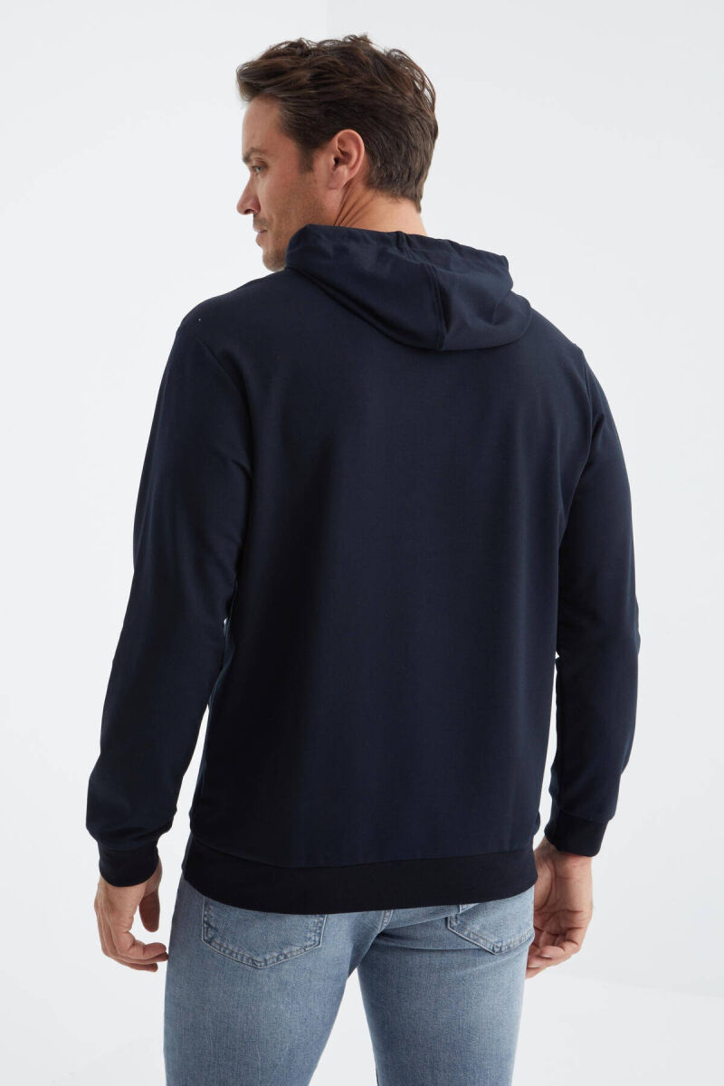 COTTON WRITTINGS MEN HOODIE IN DARK BLUE COLOR - 5