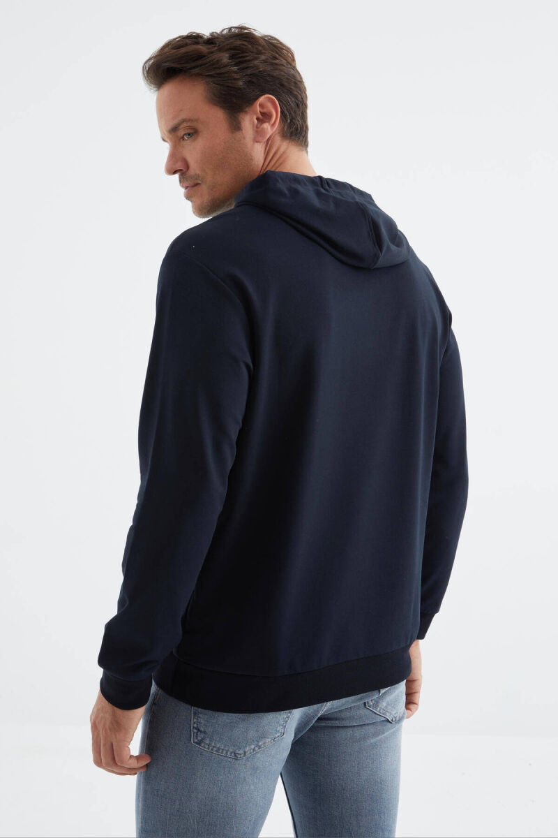 COTTON WRITTINGS MEN HOODIE IN DARK BLUE COLOR - 6