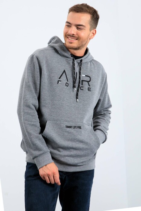 COTTON WRITTINGS MEN HOODIE IN GREY COLOR - 1