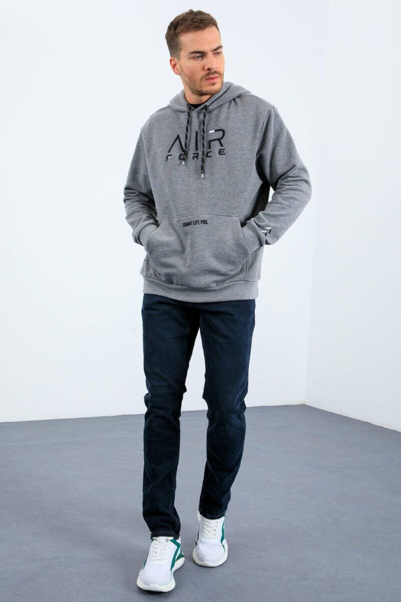 COTTON WRITTINGS MEN HOODIE IN GREY COLOR - 2