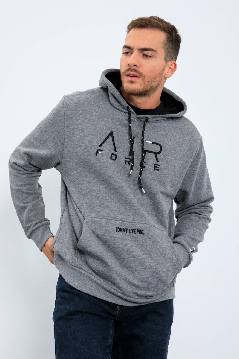 COTTON WRITTINGS MEN HOODIE IN GREY COLOR - 3