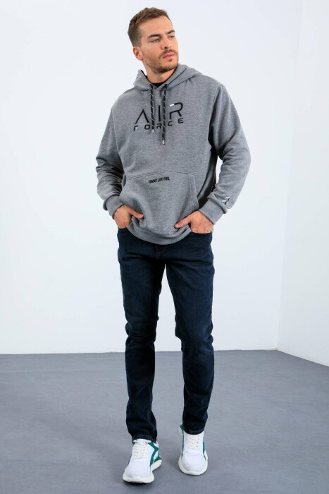 COTTON WRITTINGS MEN HOODIE IN GREY COLOR - 4