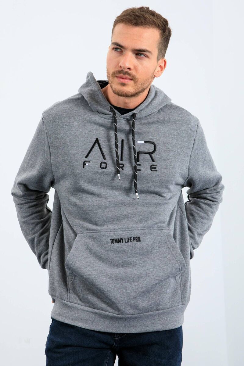 COTTON WRITTINGS MEN HOODIE IN GREY COLOR - 6