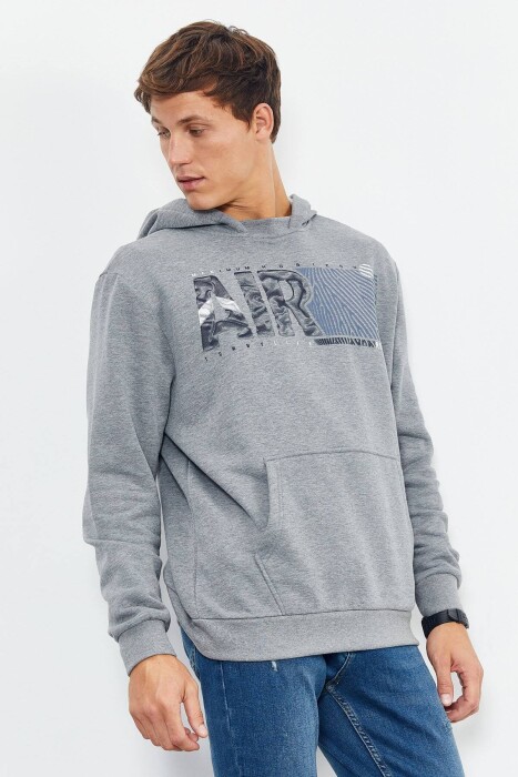 COTTON WRITTINGS MEN HOODIE IN GREY COLOR - 4