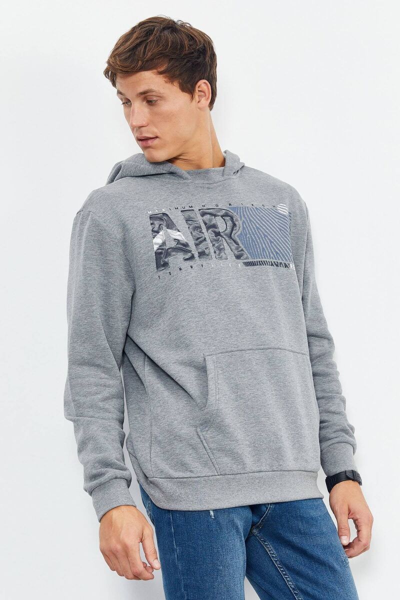 COTTON WRITTINGS MEN HOODIE IN GREY COLOR - 4