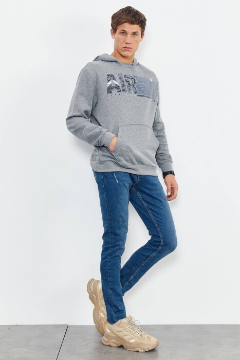 COTTON WRITTINGS MEN HOODIE IN GREY COLOR - 5